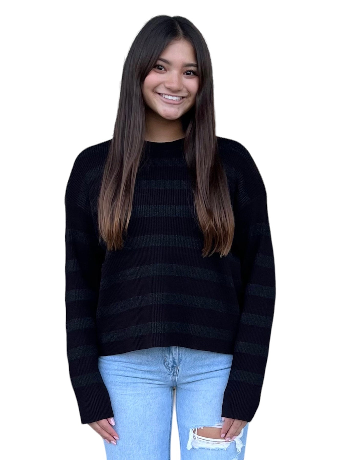 Blk sparkle stripe sweater