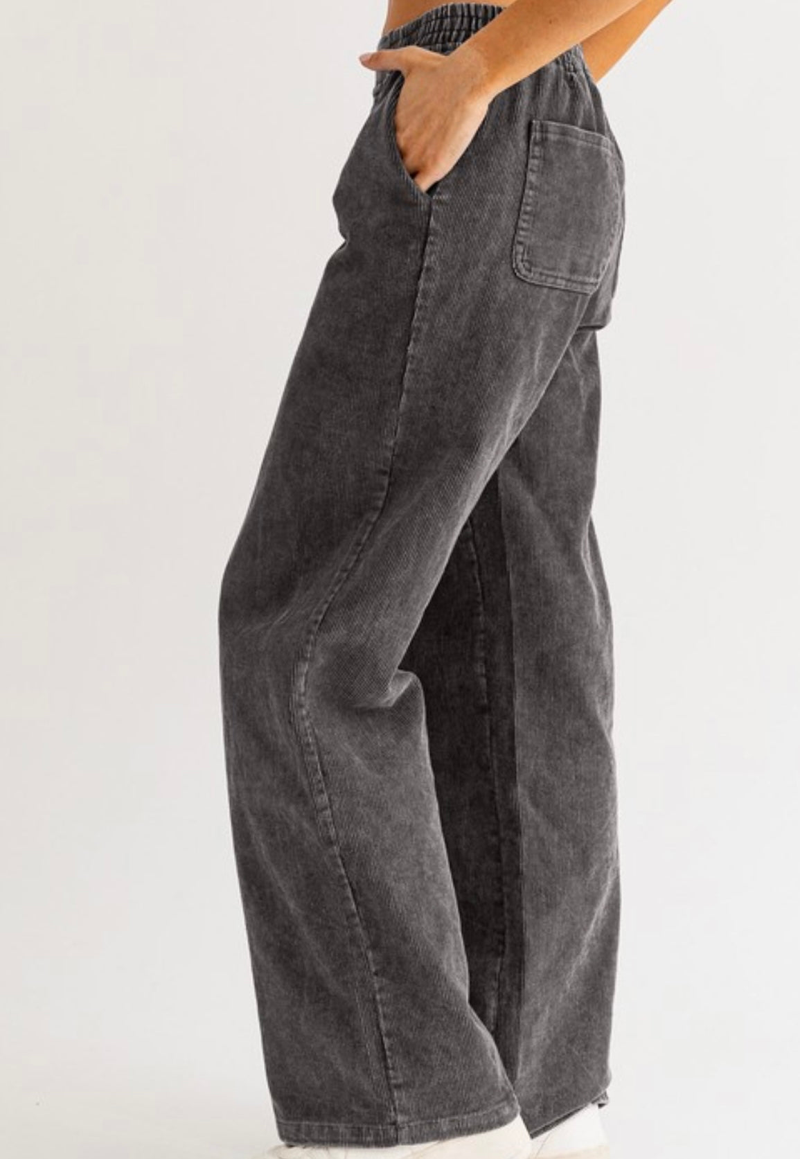 Charcoal elastic wide pants