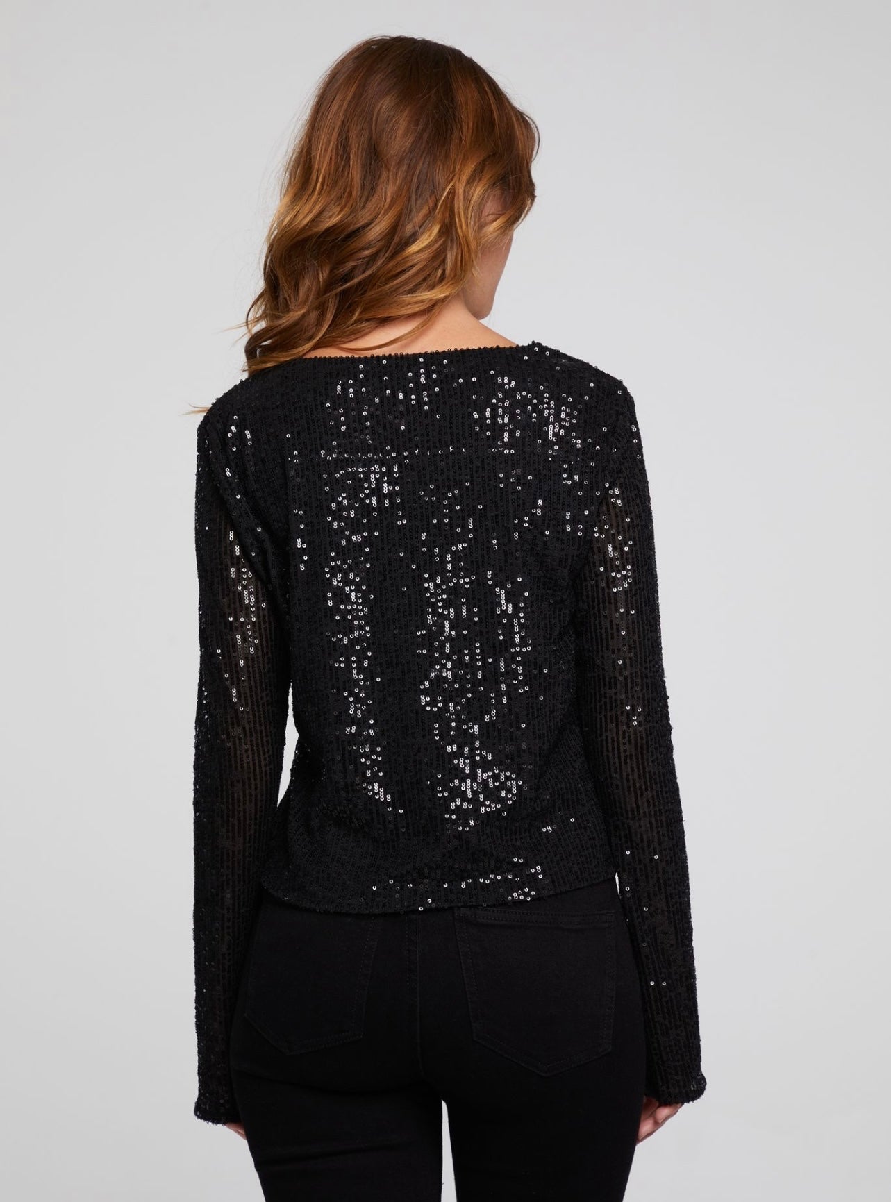 Black Sparkle L/S round neck top