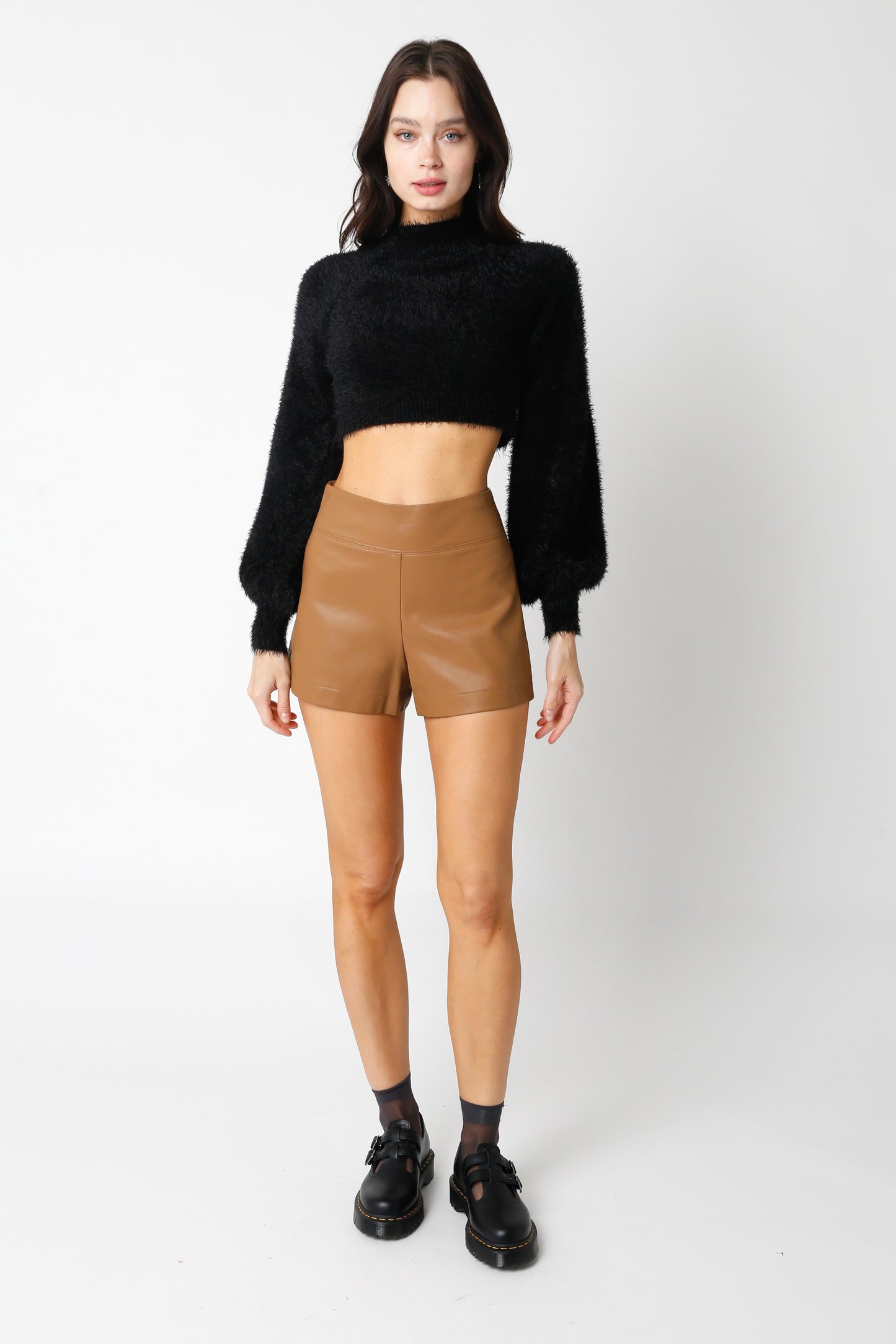 Taupe Leather Short