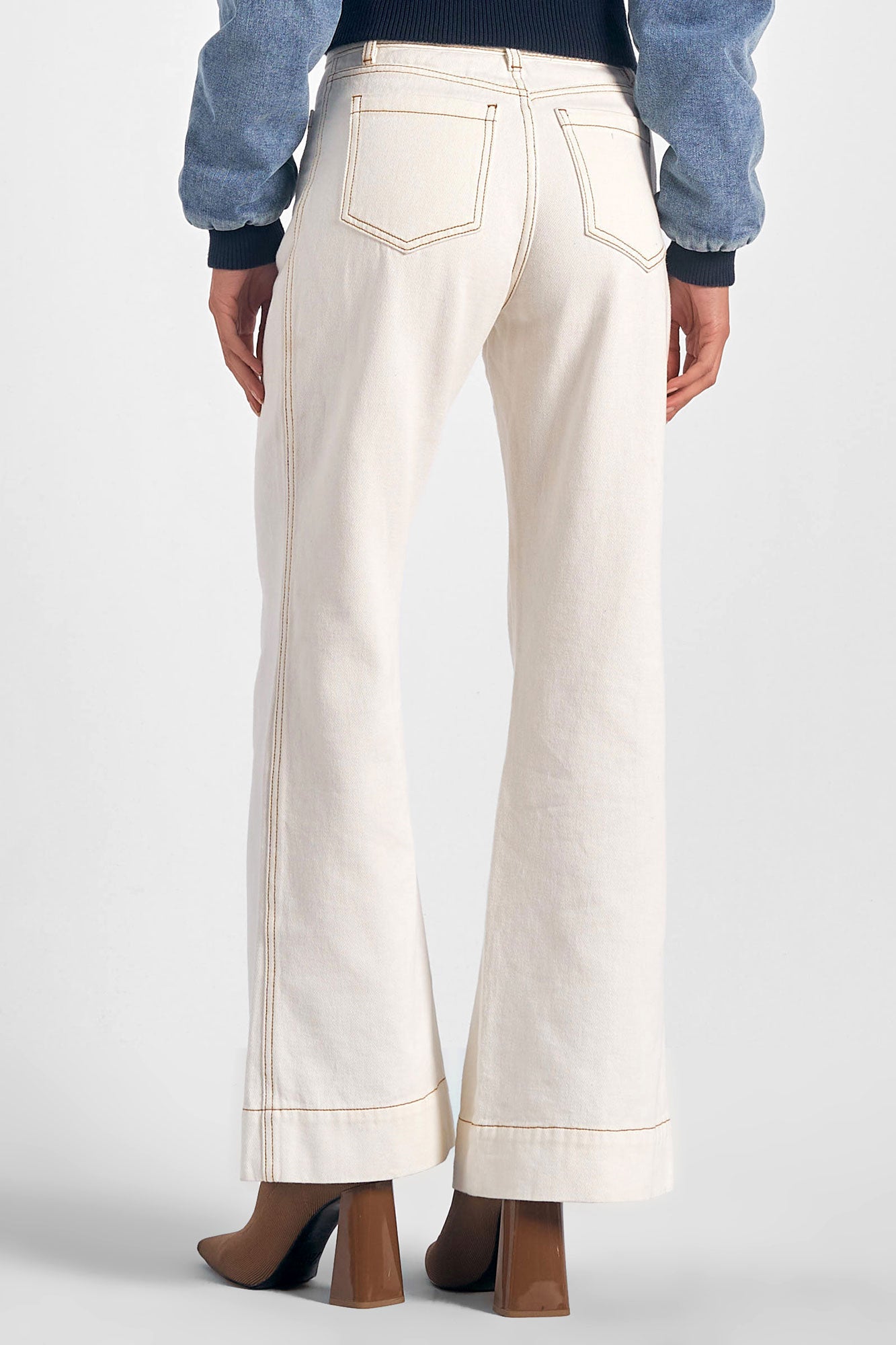 Cream Wide Leg Jeans