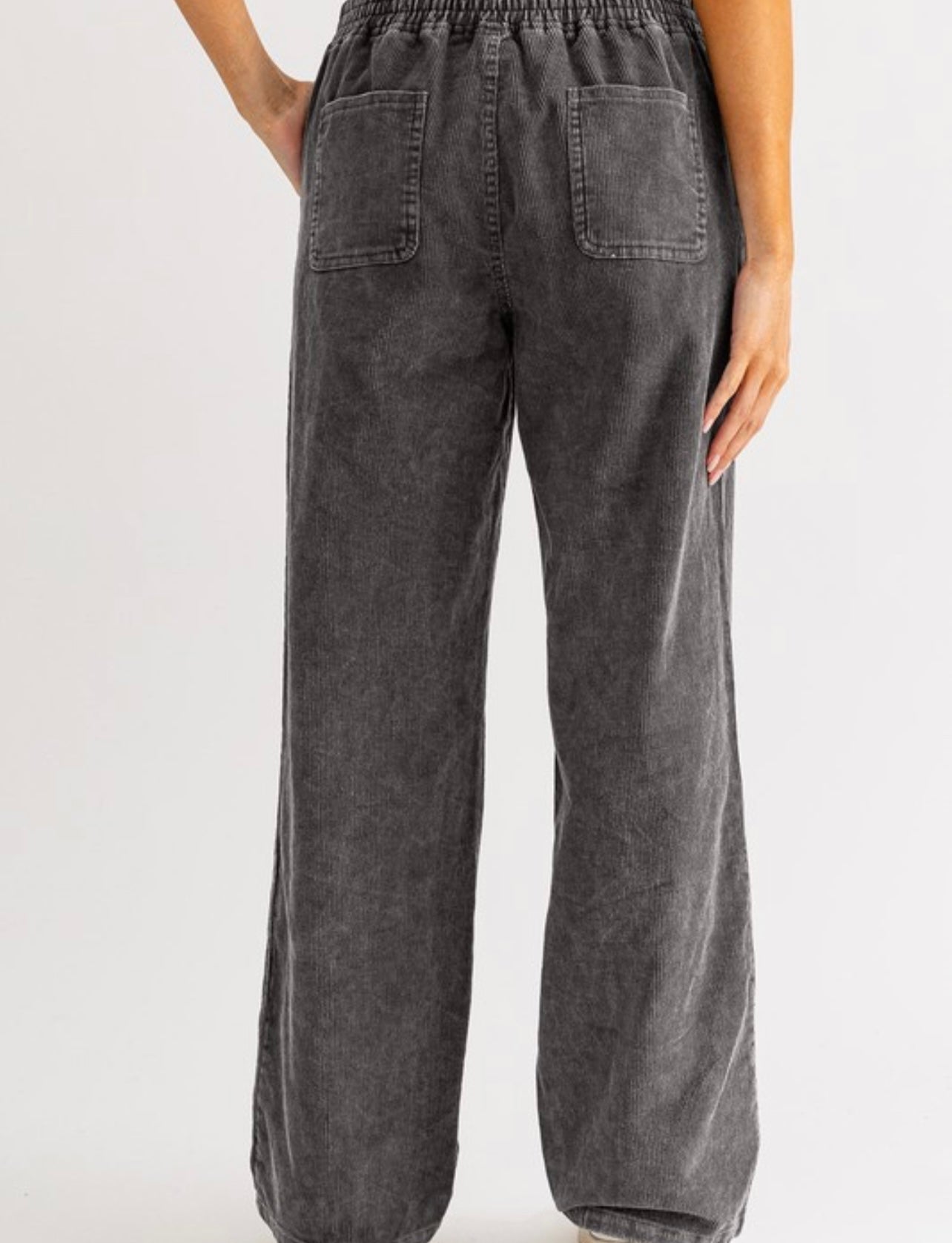 Charcoal elastic wide pants