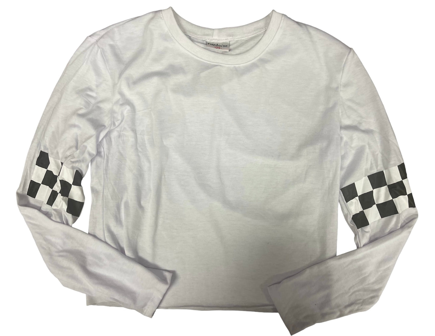 L/S white checkered tee
