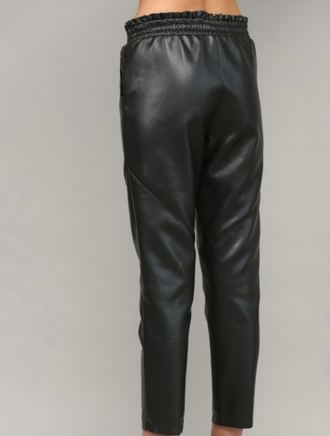 Blk faux waisted drawstring waist pants