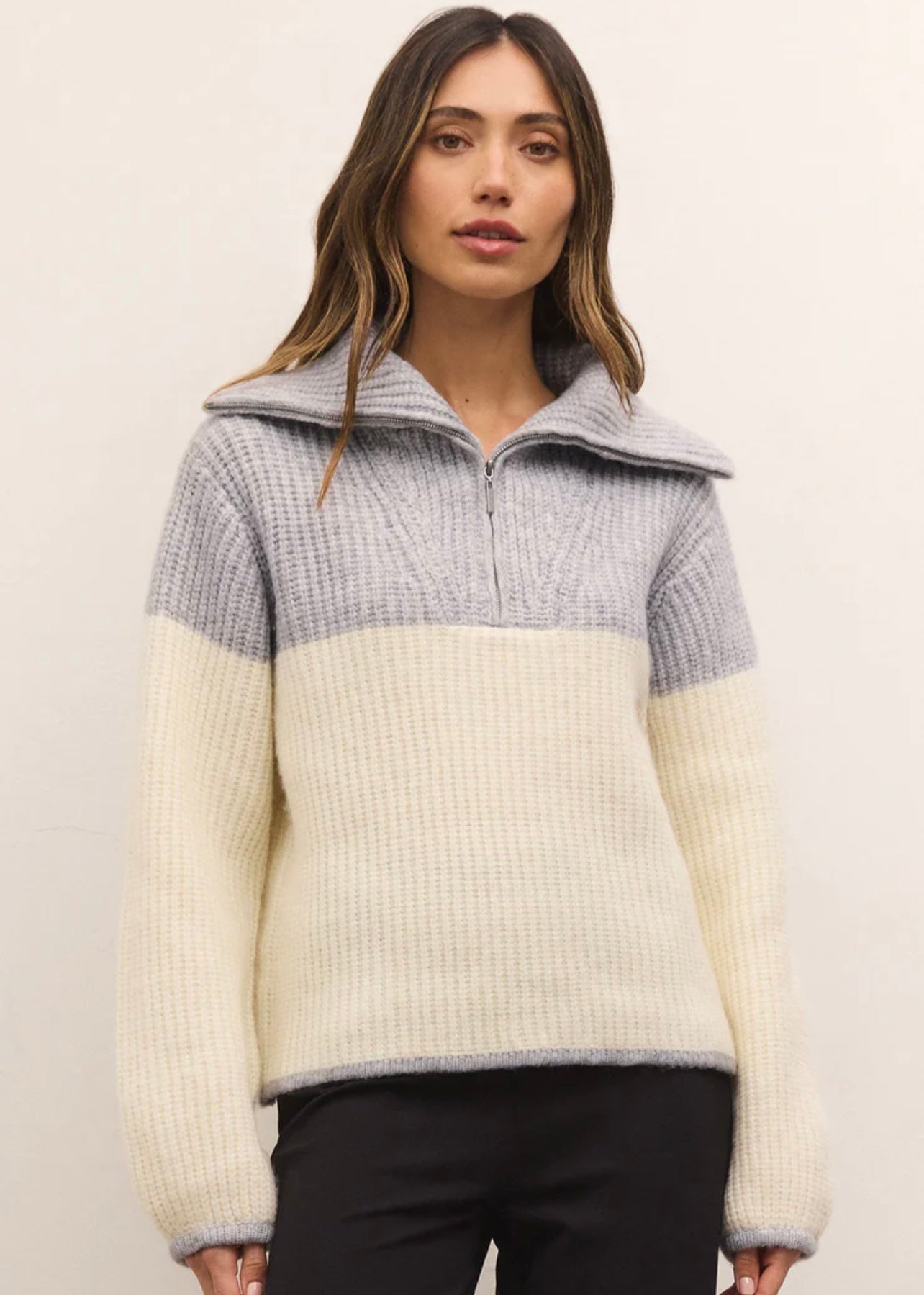 Color Block Heather Grey Sweater