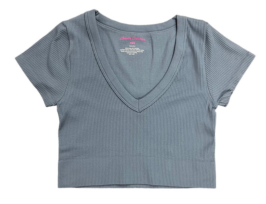 SS Ribbed Deep V Crop