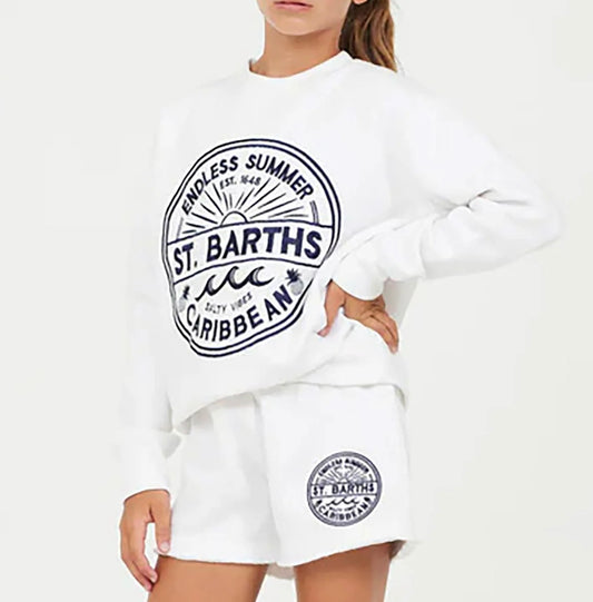 White St. Barths oversized crew