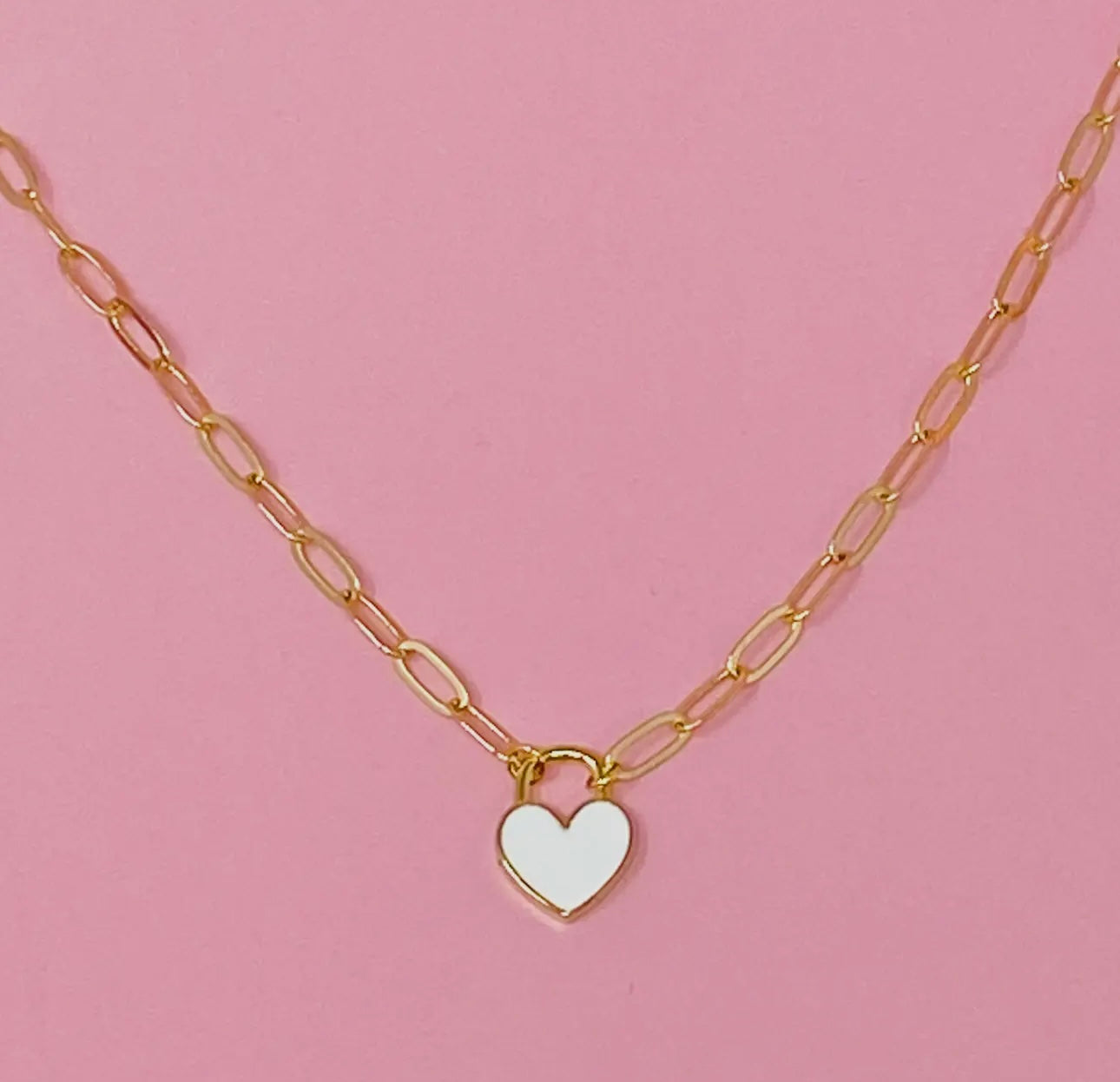 Colored Lock Heart Necklace