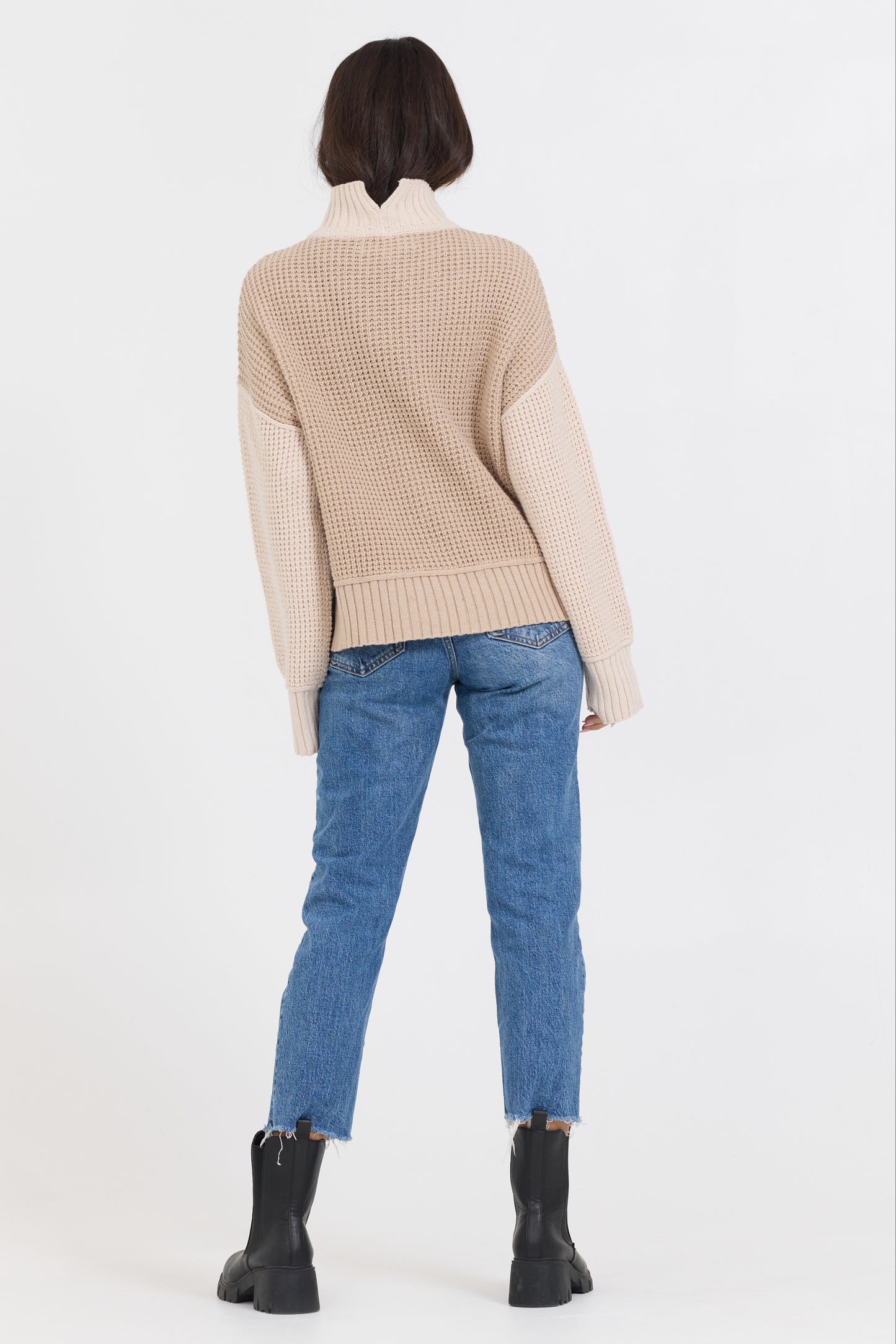 Mockneck Two Tone Sweater