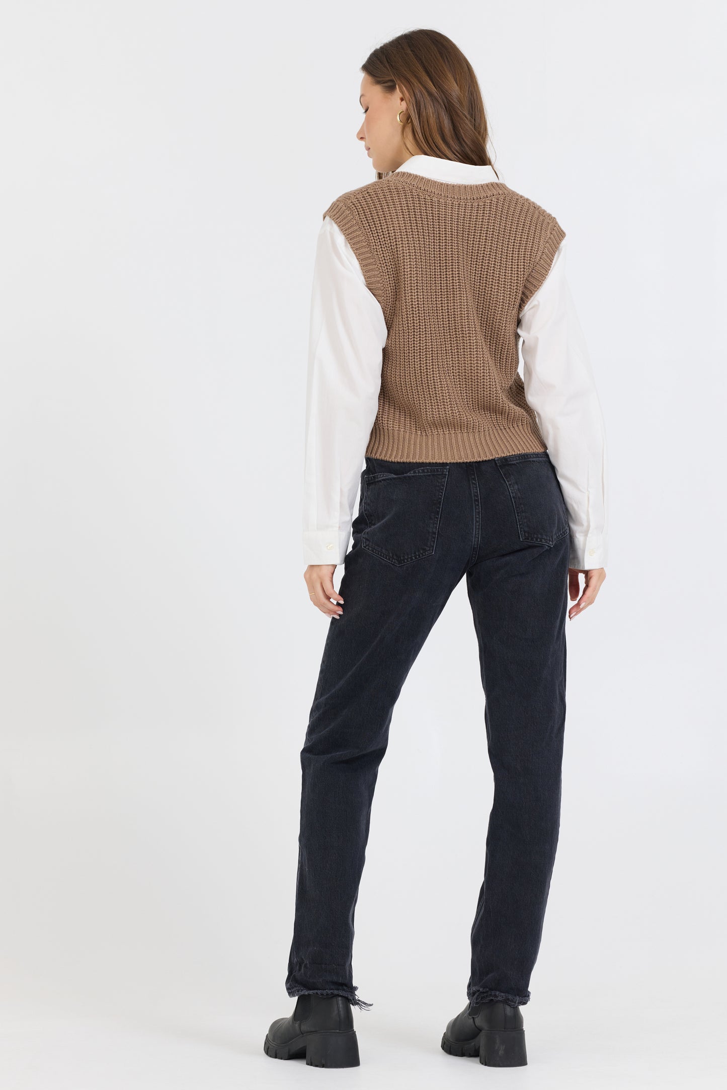 Twofer Cropped Sweater Vest