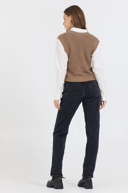 Twofer Cropped Sweater Vest