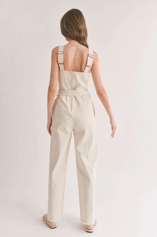 Gia Belted Denim Overall