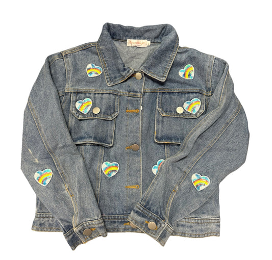 Denim Jacket W/ Heart Appliques