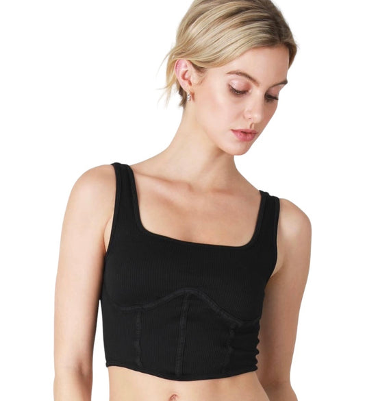 Ribbed Square Neck Corset Top