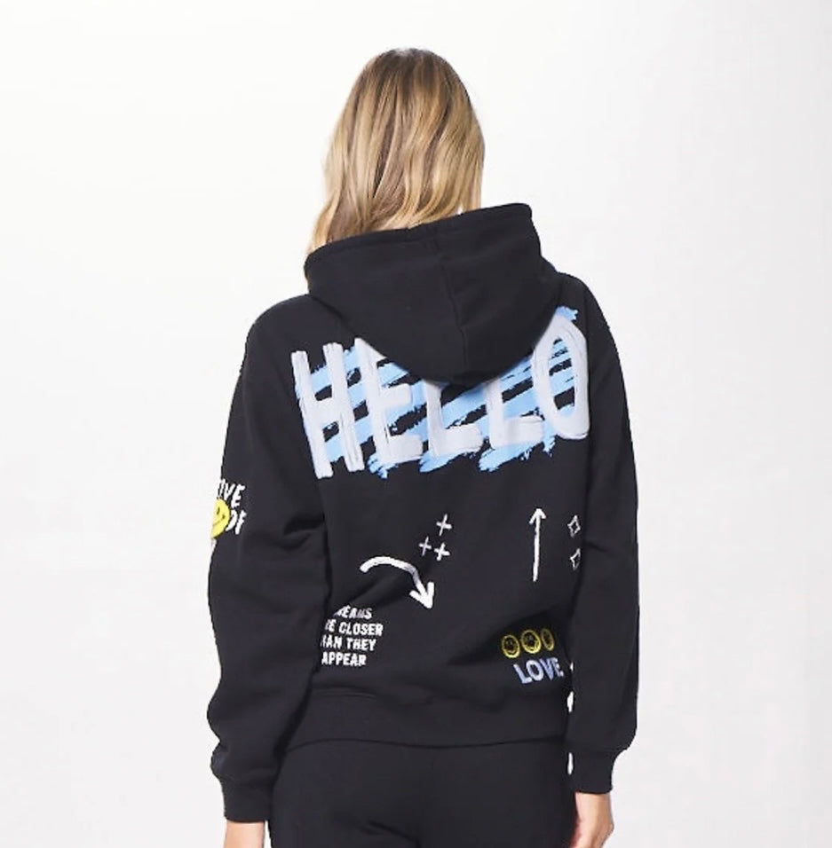 Blk graffiti zip up hoodie