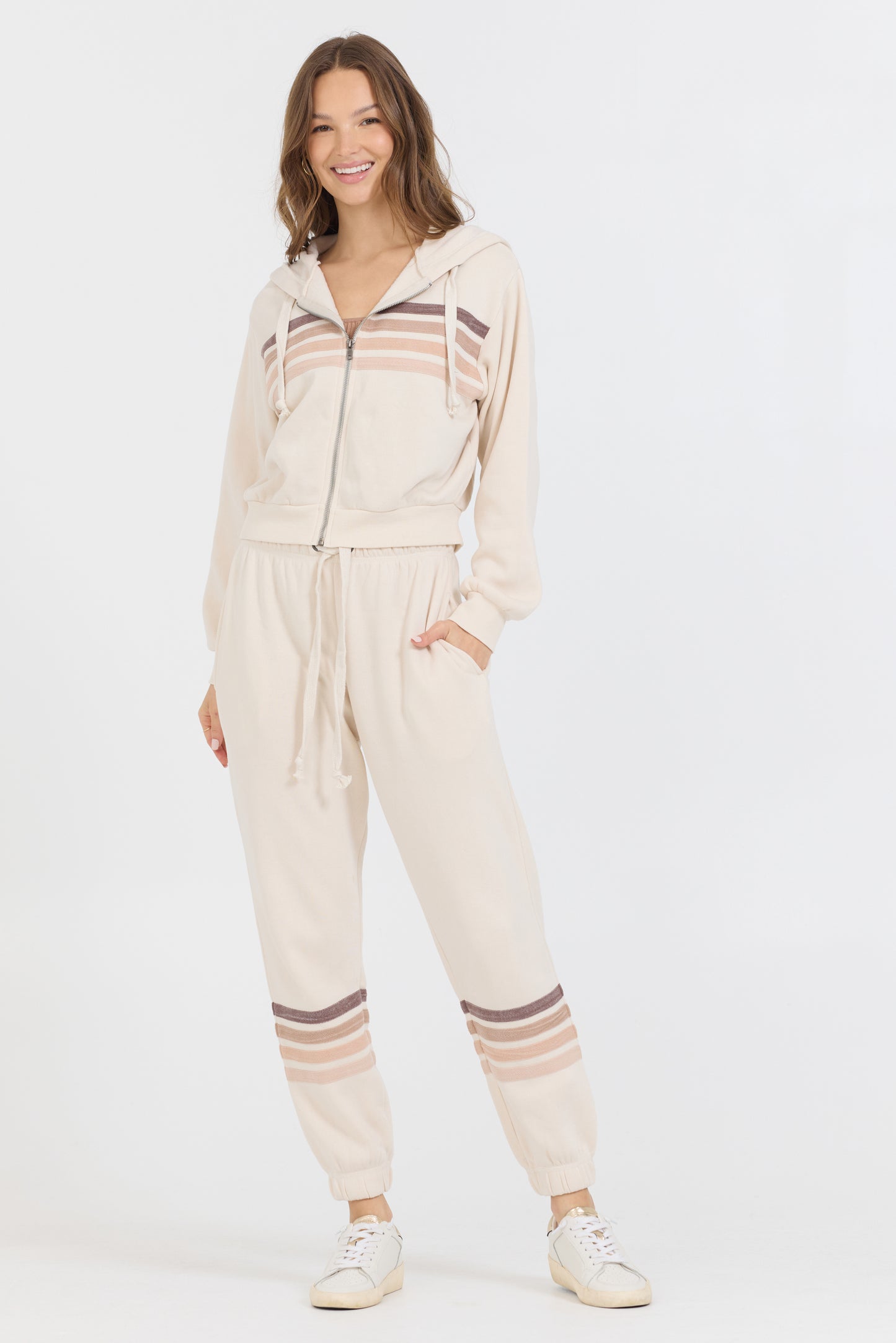 Stripe Burnout Fleece Zip Up