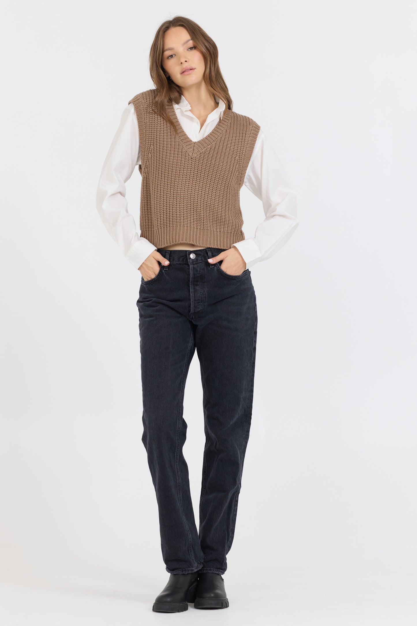 Twofer Cropped Sweater Vest