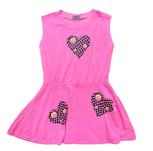 Neon Toss Checker Heart Dress