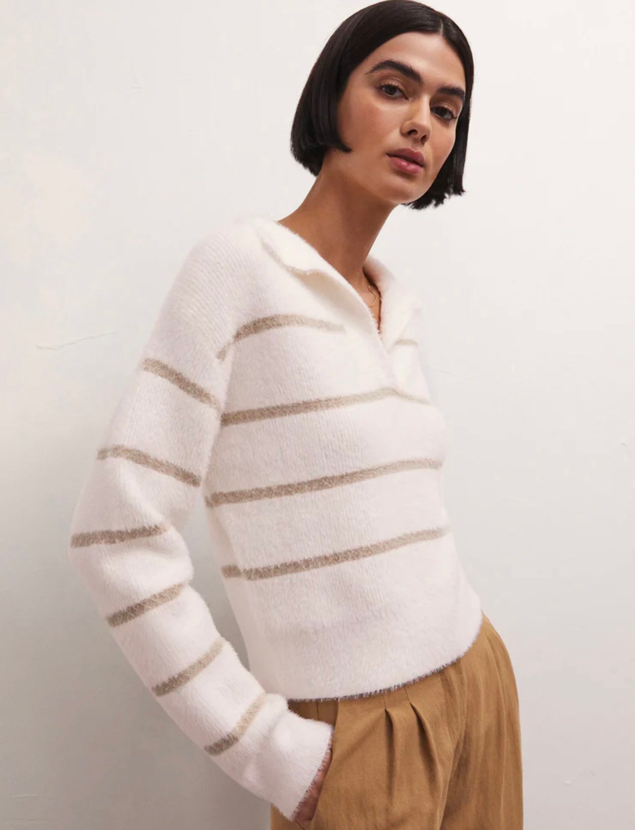 Monique sand stone stripe sweater