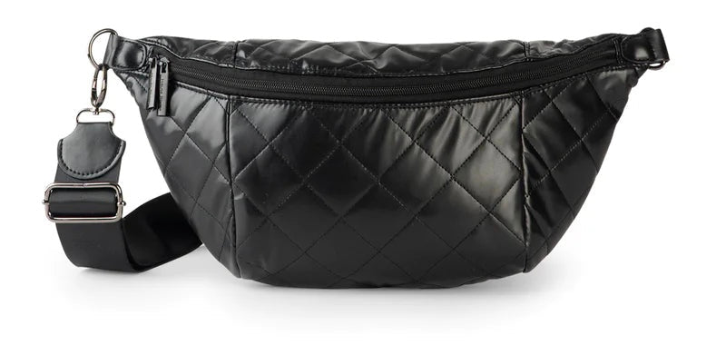 Blk faux leather sling bag