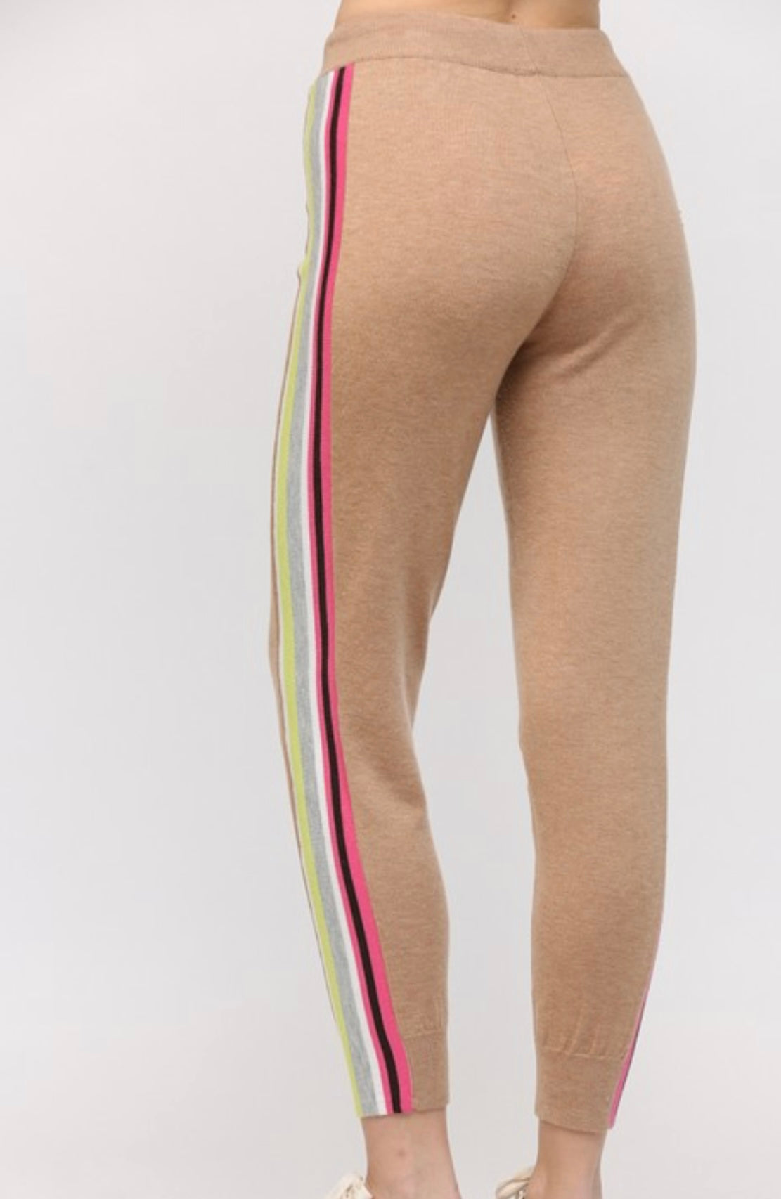 Latte Multi stripe knitted jogger pants