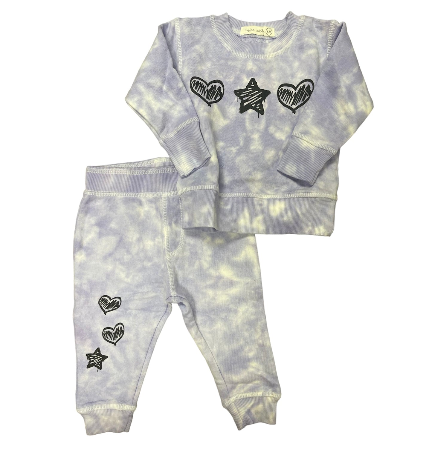 Lilac Scribble Hearts 2pc Set