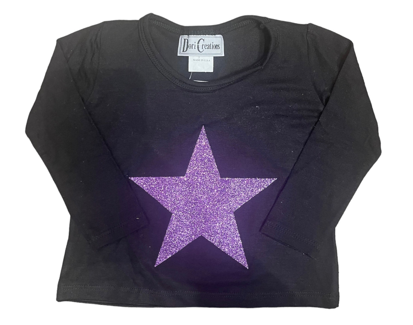 Purple glitter star L/S