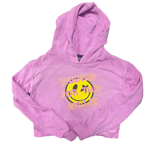 Bubblegum cropped smiley drip hoodie